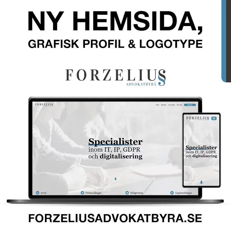 en mobil och dator som visar Forzelius nya hemsida